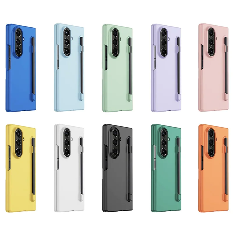 For Samsung Galaxy Z Fold7 5G Case Skin Feel Phone Cover with Tempered Glass Film  /  Pen Slot - Dark Blue