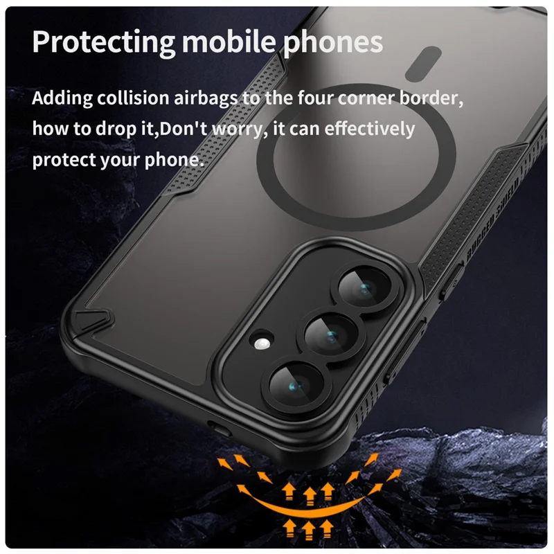For Samsung Galaxy S25 FE Magnetic Case Compatible with MagSafe TPU + PC Phone Back Cover - Black