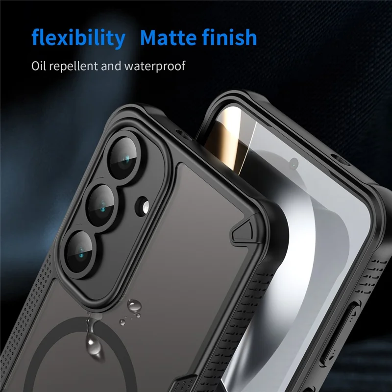 For Samsung Galaxy S25 FE Magnetic Case Compatible with MagSafe TPU + PC Phone Back Cover - Black