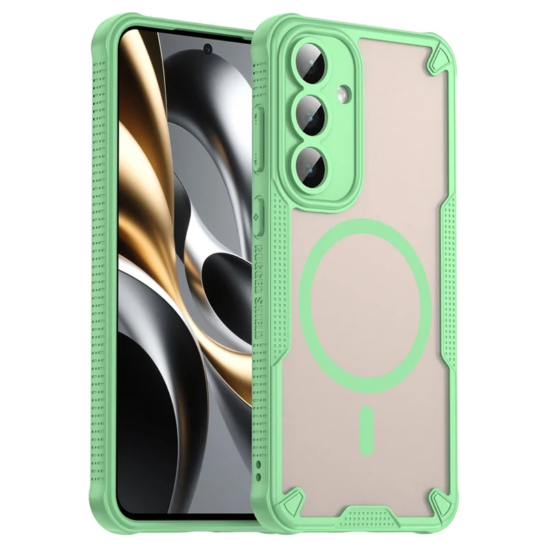 For Samsung Galaxy S25 FE Magnetic Case Compatible with MagSafe TPU + PC Phone Back Cover - Green