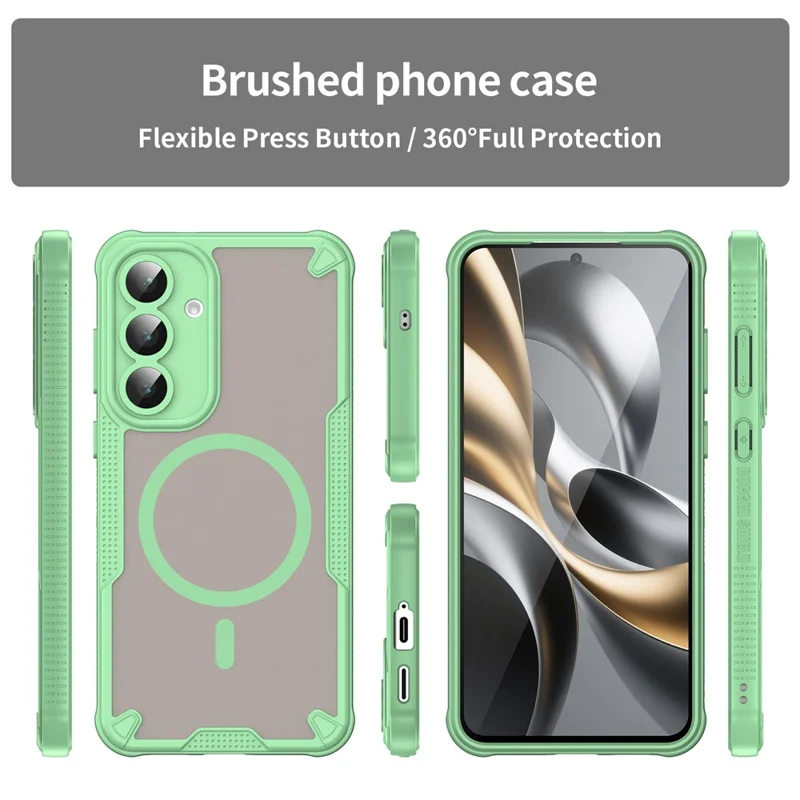 For Samsung Galaxy S25 FE Magnetic Case Compatible with MagSafe TPU + PC Phone Back Cover - Green