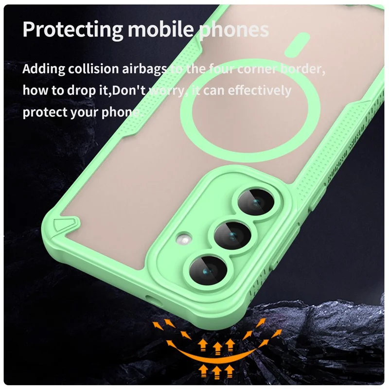 For Samsung Galaxy S25 FE Magnetic Case Compatible with MagSafe TPU + PC Phone Back Cover - Green