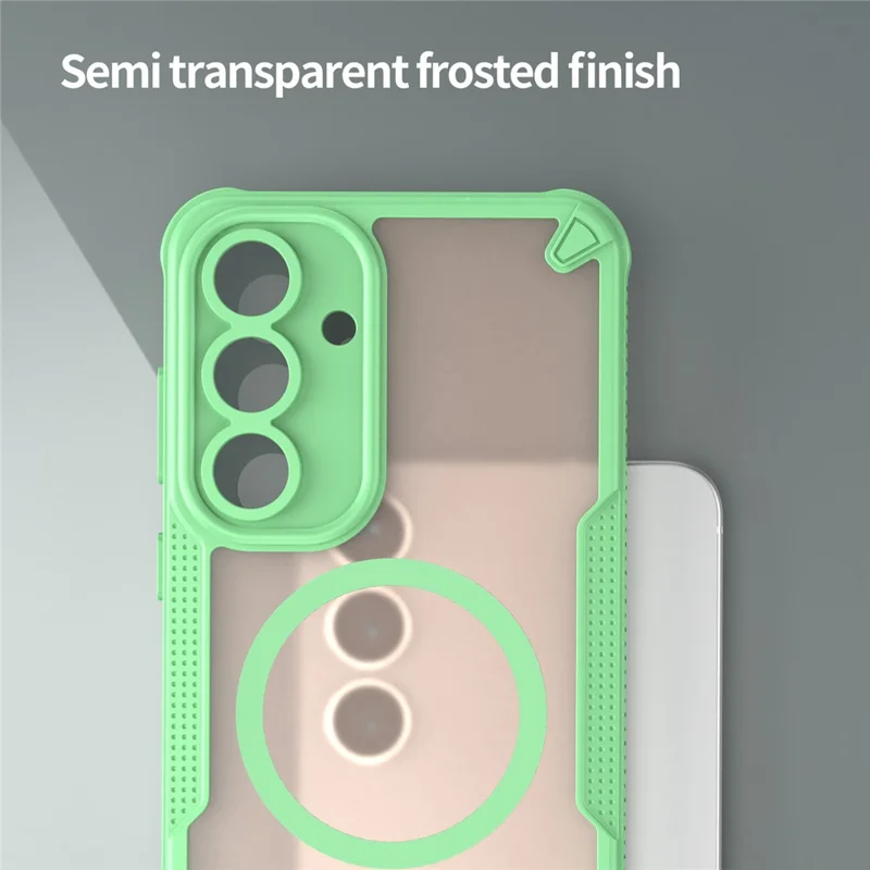 For Samsung Galaxy S25 FE Magnetic Case Compatible with MagSafe TPU + PC Phone Back Cover - Green