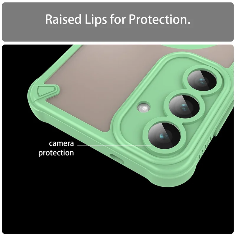 For Samsung Galaxy S25 FE Magnetic Case Compatible with MagSafe TPU + PC Phone Back Cover - Green