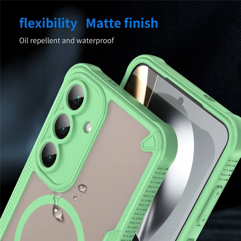 For Samsung Galaxy S25 FE Magnetic Case Compatible with MagSafe TPU + PC Phone Back Cover - Green