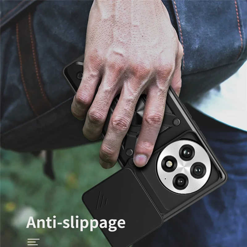 Hülle für OnePlus 13 mit Schiebe-Kamera-Deckel PC + TPU-Ständer Handyhülle - Roségold