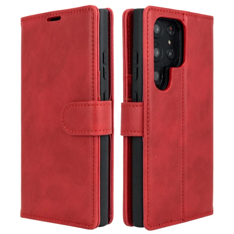 Acquisto all'ingrosso per Samsung Galaxy S23 Ultra Cover Magnetica con 3 Slot per Carte Custodia in Pelle Staccabile per Telefono - Rosso