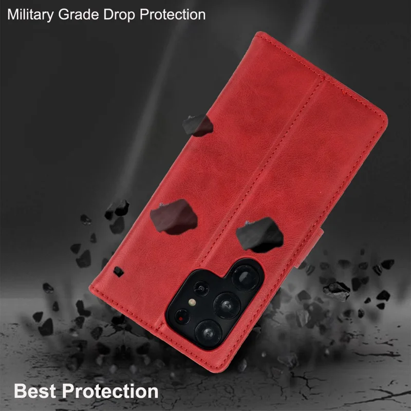Acquisto all'ingrosso per Samsung Galaxy S23 Ultra Cover Magnetica con 3 Slot per Carte Custodia in Pelle Staccabile per Telefono - Rosso