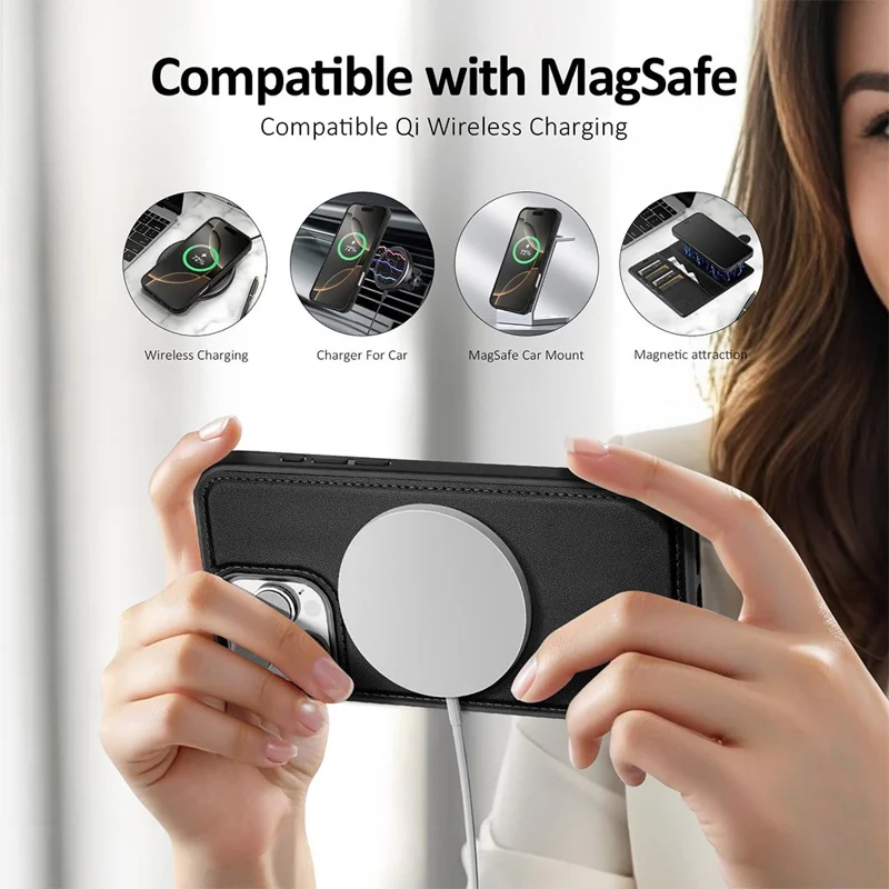Bulk Purchasing For iPhone 15 Pro Max Wallet Case Compatible with MagSafe Detachable Leather Flip Phone Cover - Black