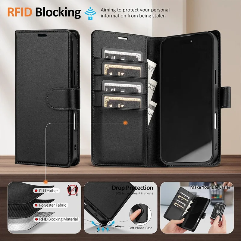 Bulk Purchasing For iPhone 15 Pro Max Wallet Case Compatible with MagSafe Detachable Leather Flip Phone Cover - Black