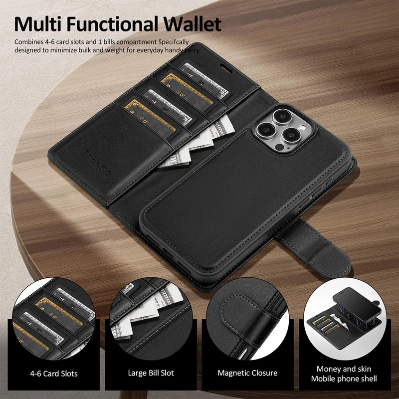 Bulk Purchasing For iPhone 14 Pro Max Wallet Case Compatible with MagSafe Detachable Leather Flip Phone Cover - Black