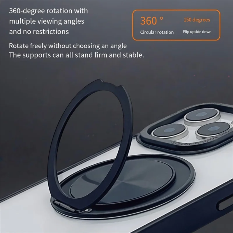 For iPhone 14 / 13 Magnetic Case Acrylic TPU Phone Back Cover with Kickstand - Black
