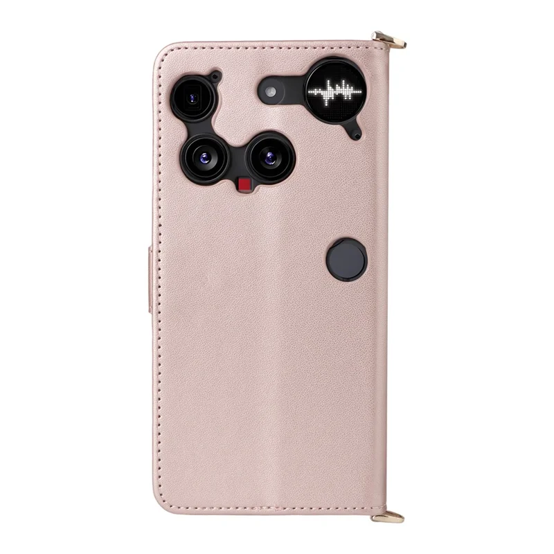 For Nothing Phone (3) 5G Case with Shoulder /  Wrist Strap Leather Phone Cover Stand Wallet - Pink