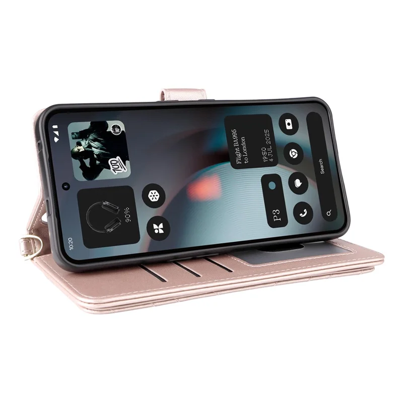 For Nothing Phone (3) 5G Case with Shoulder /  Wrist Strap Leather Phone Cover Stand Wallet - Pink