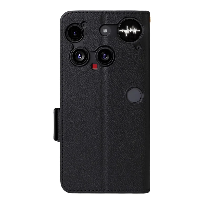 For Nothing Phone (3) 5G Case with Wrist Strap Litchi Texture PU Leather Wallet Phone Cover - Black