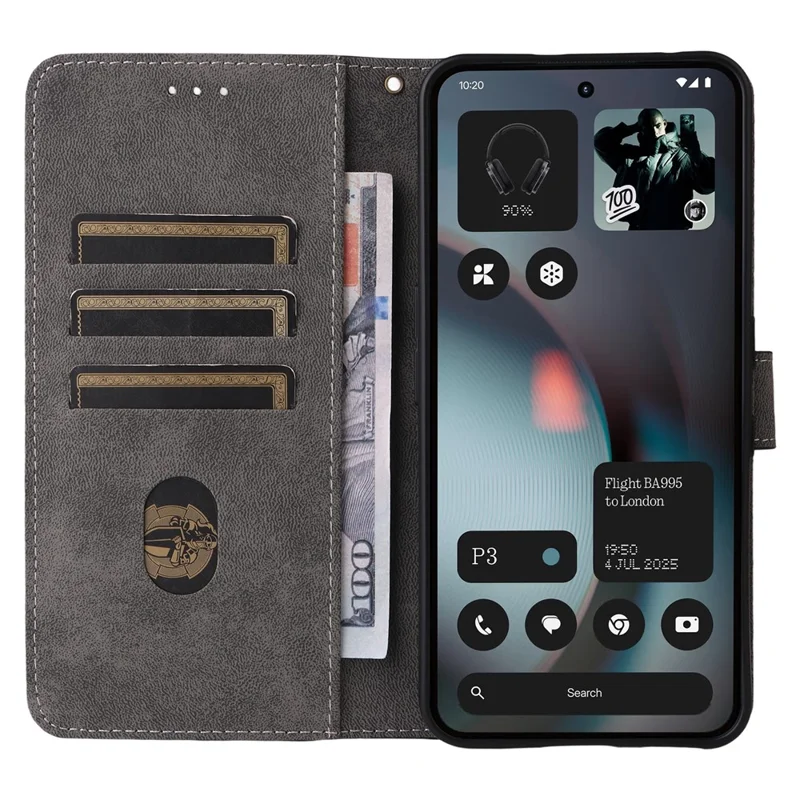 For Nothing Phone (3) 5G Case Wallet RFID Blocking PU Leather Phone Cover Stand with Strap - Black