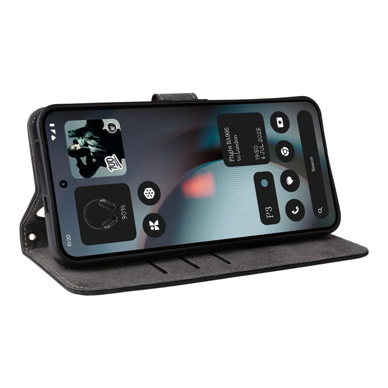 For Nothing Phone (3) 5G Case Wallet RFID Blocking PU Leather Phone Cover Stand with Strap - Black