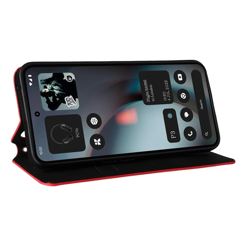 Cover a portafoglio per Nothing Phone (3) 5G con motivo a rombi in pelle - Rosso
