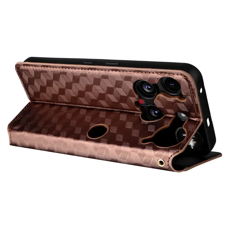 For Nothing Phone (3) 5G Case Wallet Rhombus Imprinted Leather Phone Cover - Brown
