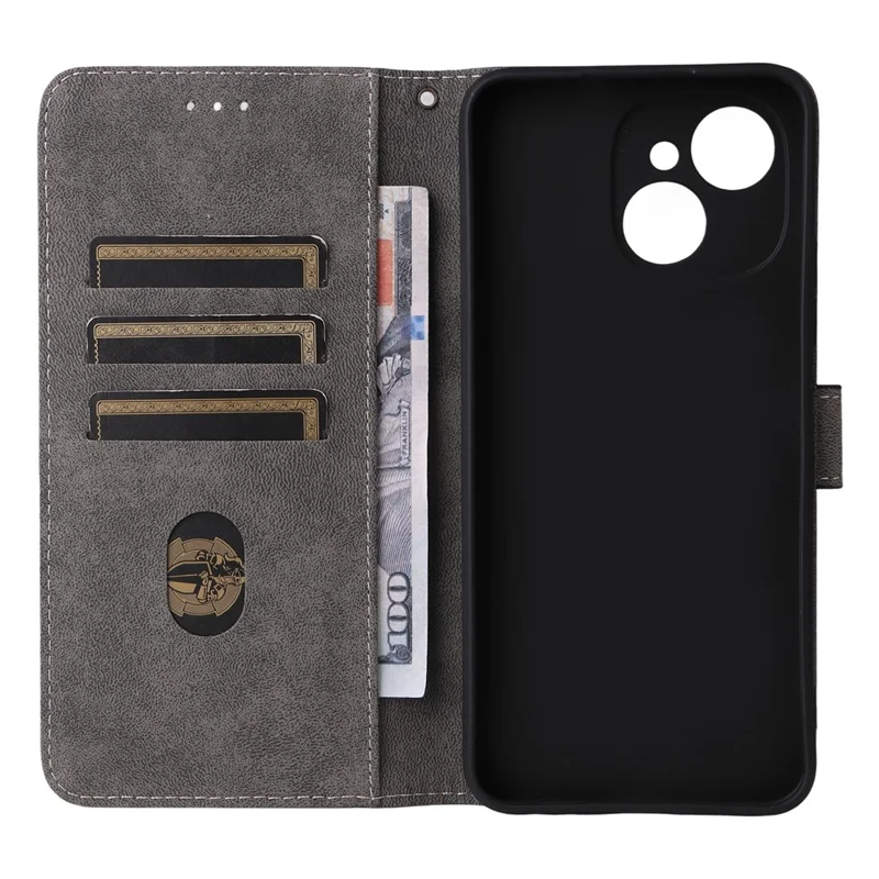 For TECNO Spark 40C Case Wallet RFID Blocking PU Leather Phone Cover Stand with Strap - Black