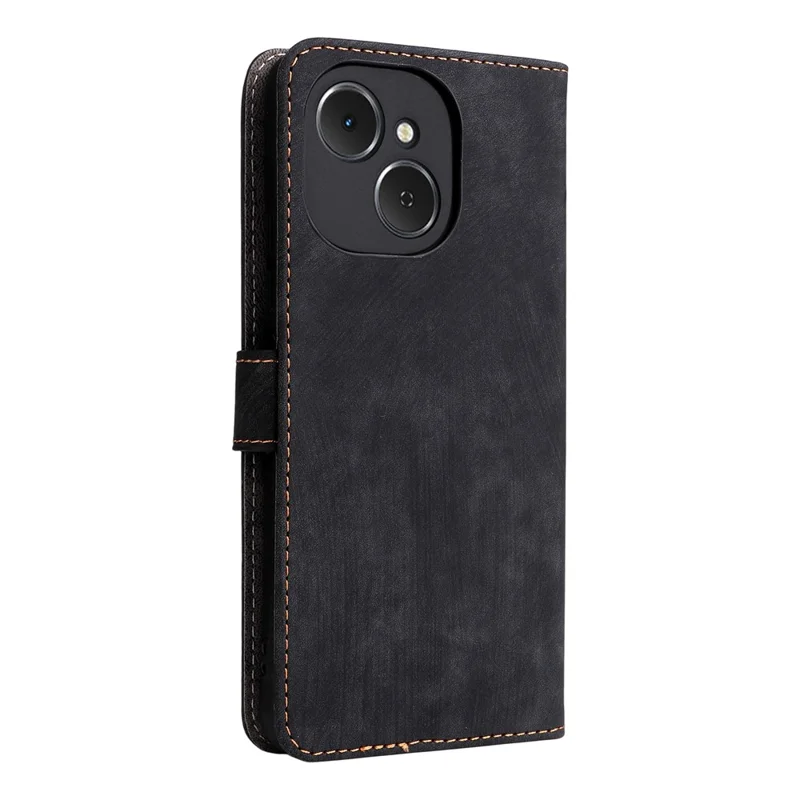 For TECNO Spark 40C Case Wallet RFID Blocking PU Leather Phone Cover Stand with Strap - Black