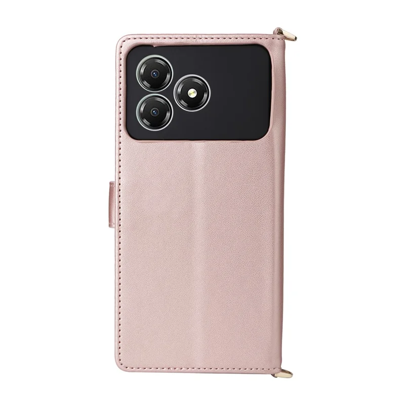 For ZTE Blade A36 / nubia A36 Case with Shoulder / Wrist Strap Leather Phone Cover Stand Wallet - Pink