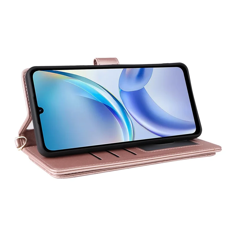 For ZTE Blade A36 / nubia A36 Case with Shoulder / Wrist Strap Leather Phone Cover Stand Wallet - Pink