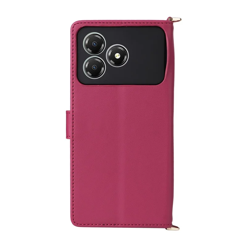 For ZTE Blade A36 / nubia A36 Case with Shoulder / Wrist Strap Leather Phone Cover Stand Wallet - Rose