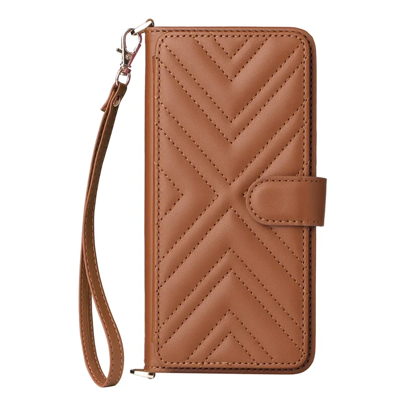 For ZTE Blade A36 / nubia A36 Case with Shoulder / Wrist Strap Leather Phone Cover Stand Wallet - Brown