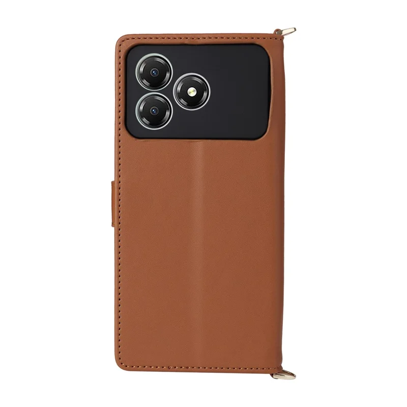 For ZTE Blade A36 / nubia A36 Case with Shoulder / Wrist Strap Leather Phone Cover Stand Wallet - Brown