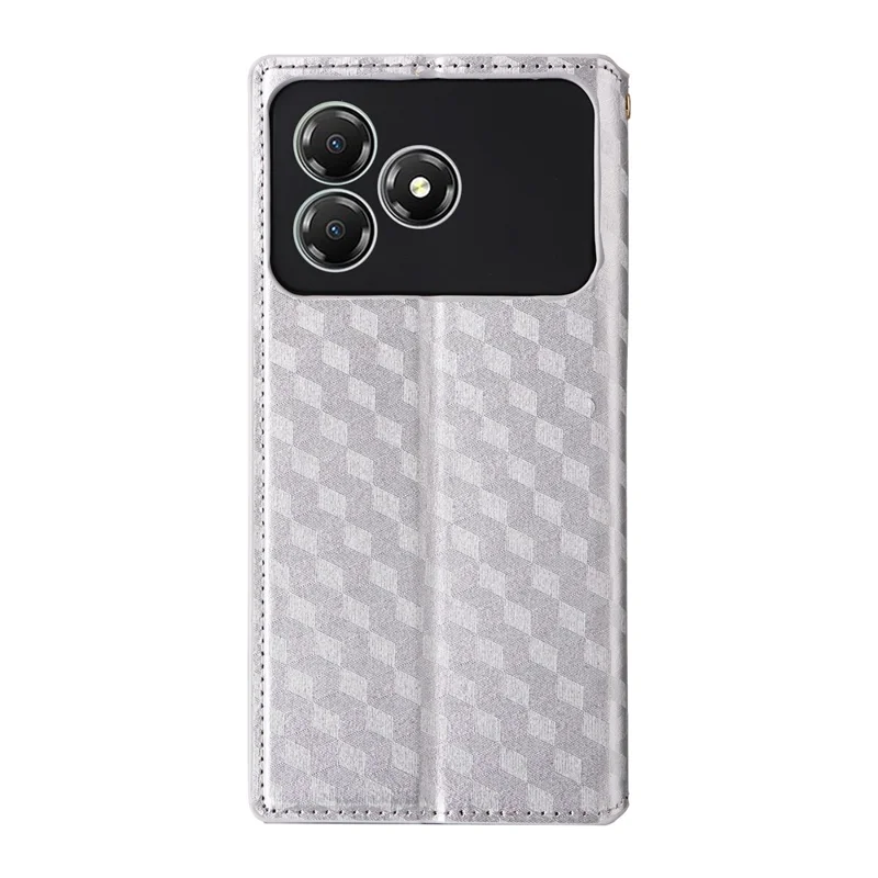 Per ZTE Blade A36 / nubia A36 Cover a Portafoglio con Rombi Stampati in Pelle - Argento