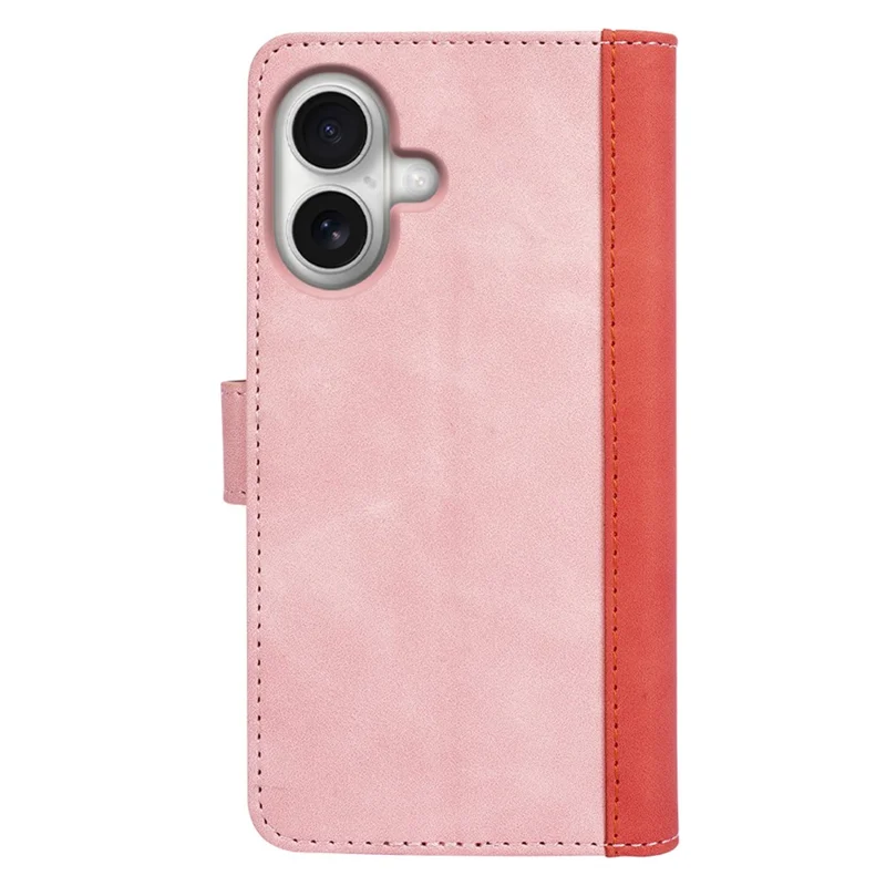 For iPhone 17 Wallet Case Leather Phone Cover Splicing Color - Pink