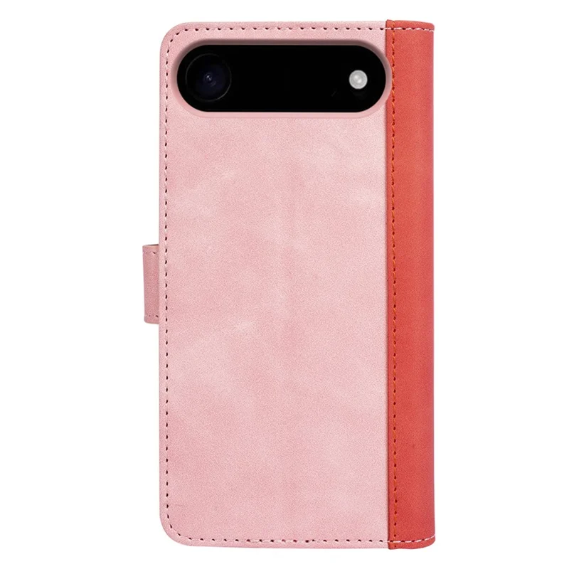 For iPhone 17 Air Wallet Case Leather Phone Cover Splicing Color - Pink