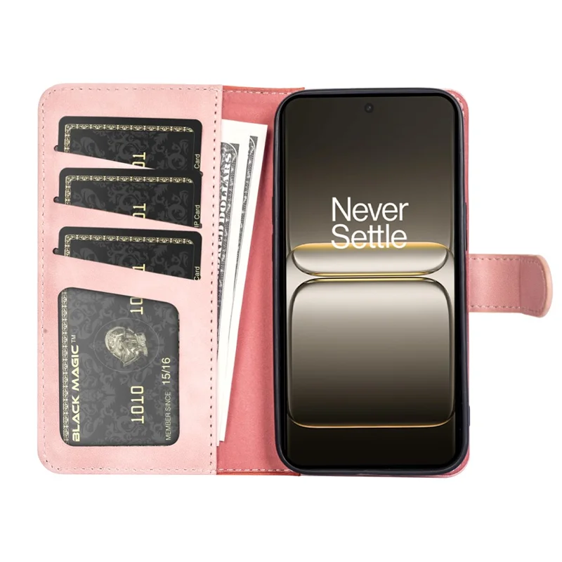 For OnePlus Nord 5 5G / Ace 5 Ultra 5G Wallet Case Leather Phone Cover Splicing Color - Pink