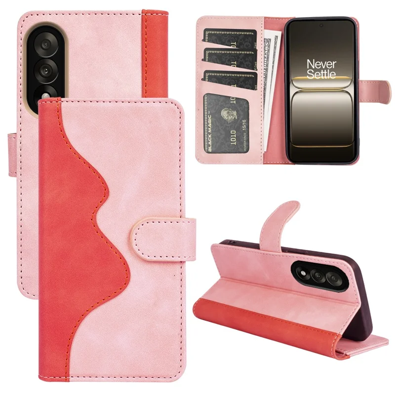 For OnePlus Nord 5 5G / Ace 5 Ultra 5G Wallet Case Leather Phone Cover Splicing Color - Pink
