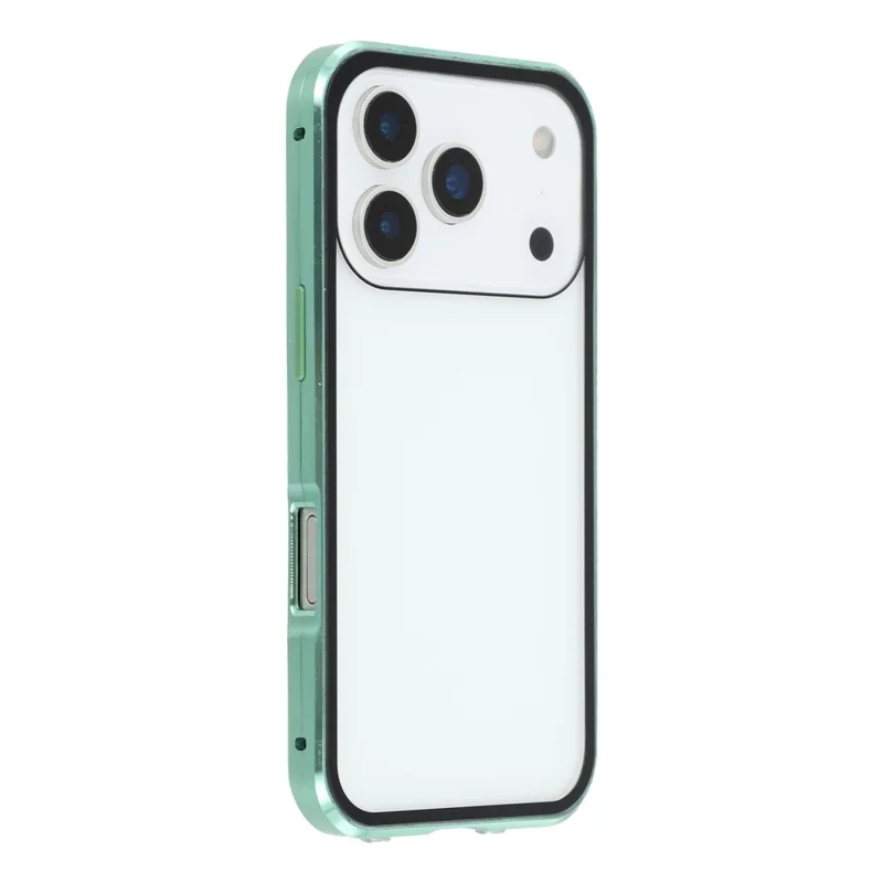 For iPhone 17 Pro Max Case with Anti-Spy Screen Protector Tempered Glass Metal Phone Cover Magnetic Clasp - Green