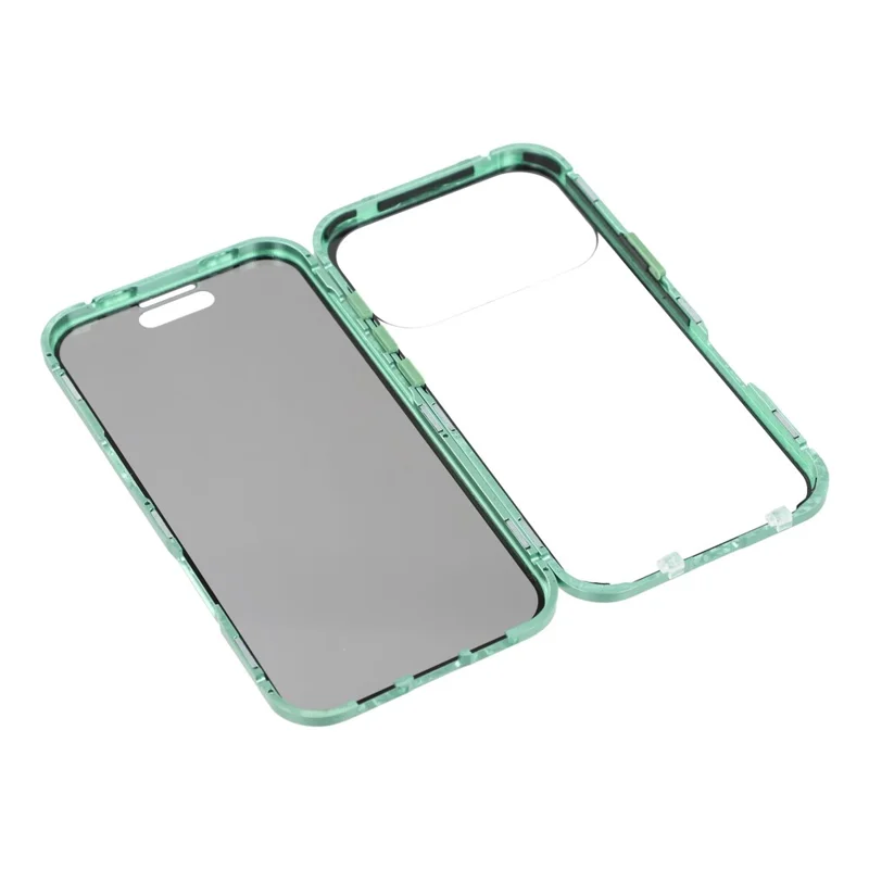 For iPhone 17 Pro Max Case with Anti-Spy Screen Protector Tempered Glass Metal Phone Cover Magnetic Clasp - Green