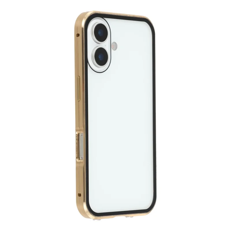 Custodia per iPhone 17 con Vetro Temperato Doppio Lato Magnetica Trasparente - Oro