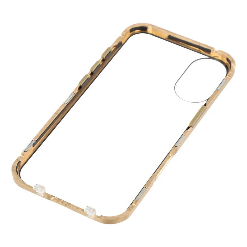 Custodia per iPhone 17 con Vetro Temperato Doppio Lato Magnetica Trasparente - Oro