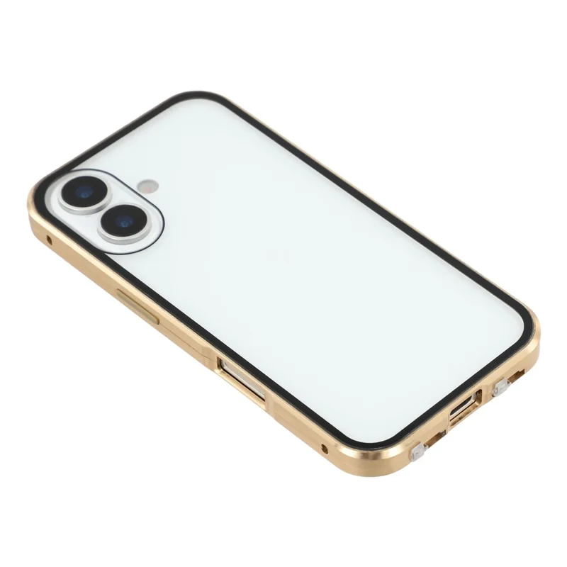 Custodia per iPhone 17 con Vetro Temperato Doppio Lato Magnetica Trasparente - Oro