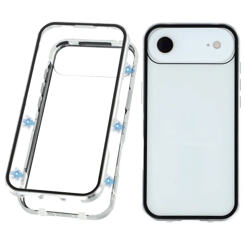 Funda Magnética de Doble Cara con Cristal Templado para iPhone 17 - Transparente en Plateado