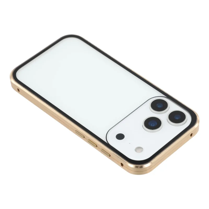 For iPhone 17 Pro Max Case Double-Sided Tempered Glass Magnetic Clear Phone Cover - Gold
