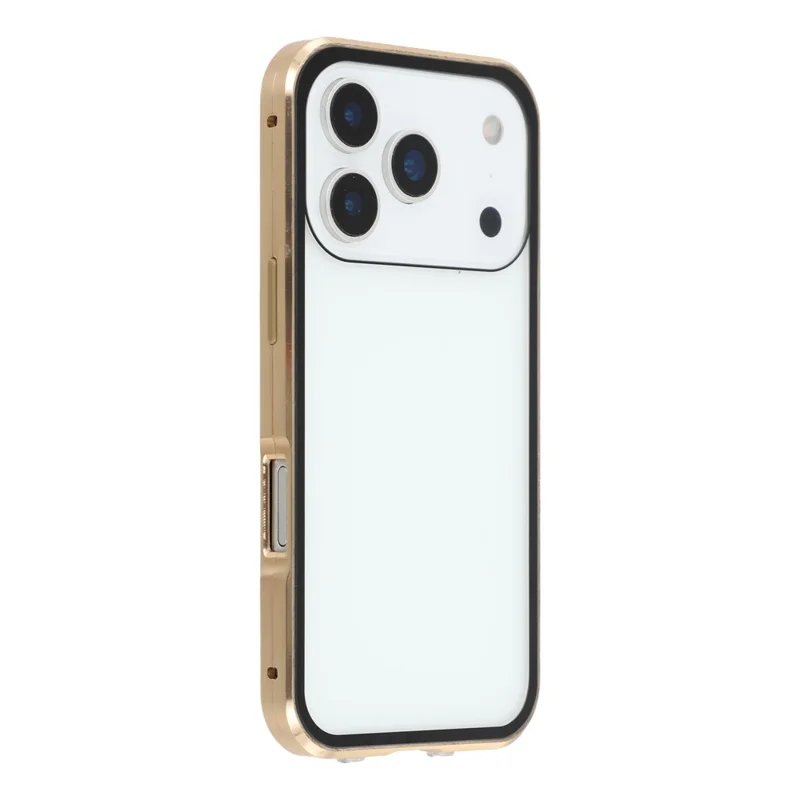 For iPhone 17 Pro Max Case Double-Sided Tempered Glass Magnetic Clear Phone Cover - Gold