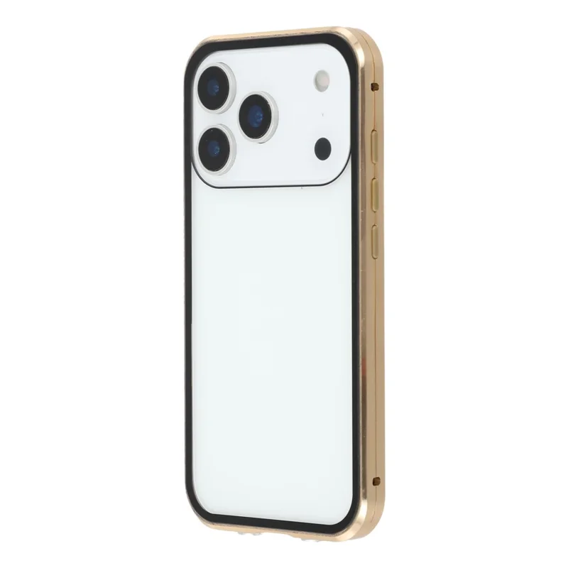 For iPhone 17 Pro Max Case Double-Sided Tempered Glass Magnetic Clear Phone Cover - Gold