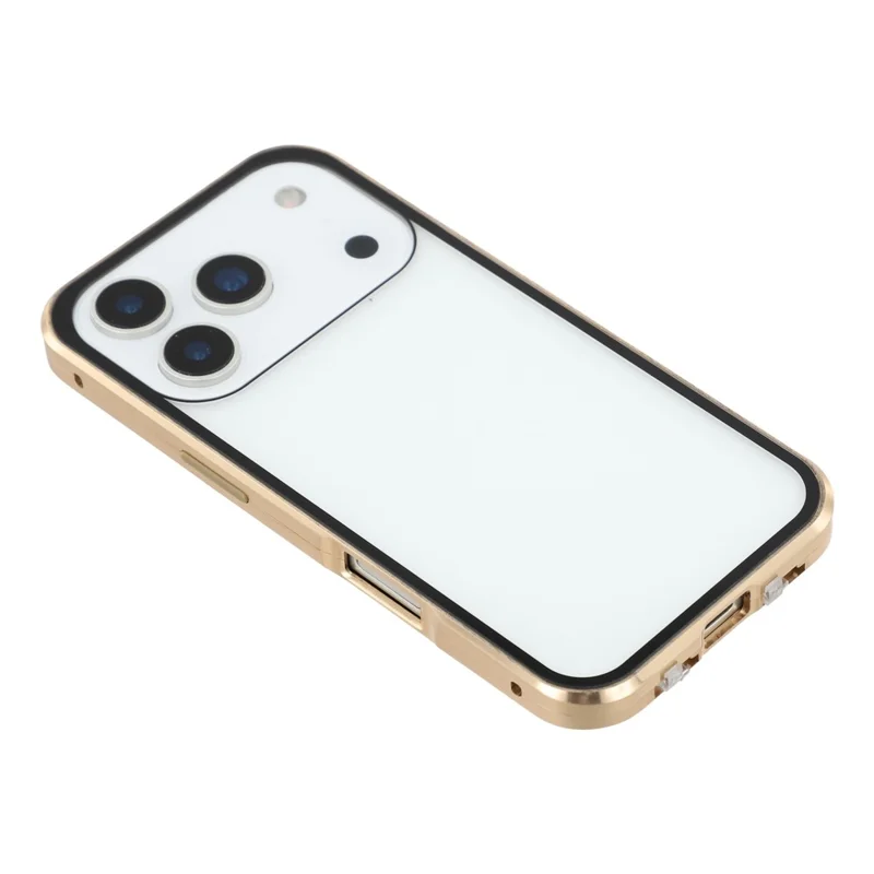 For iPhone 17 Pro Max Case Double-Sided Tempered Glass Magnetic Clear Phone Cover - Gold