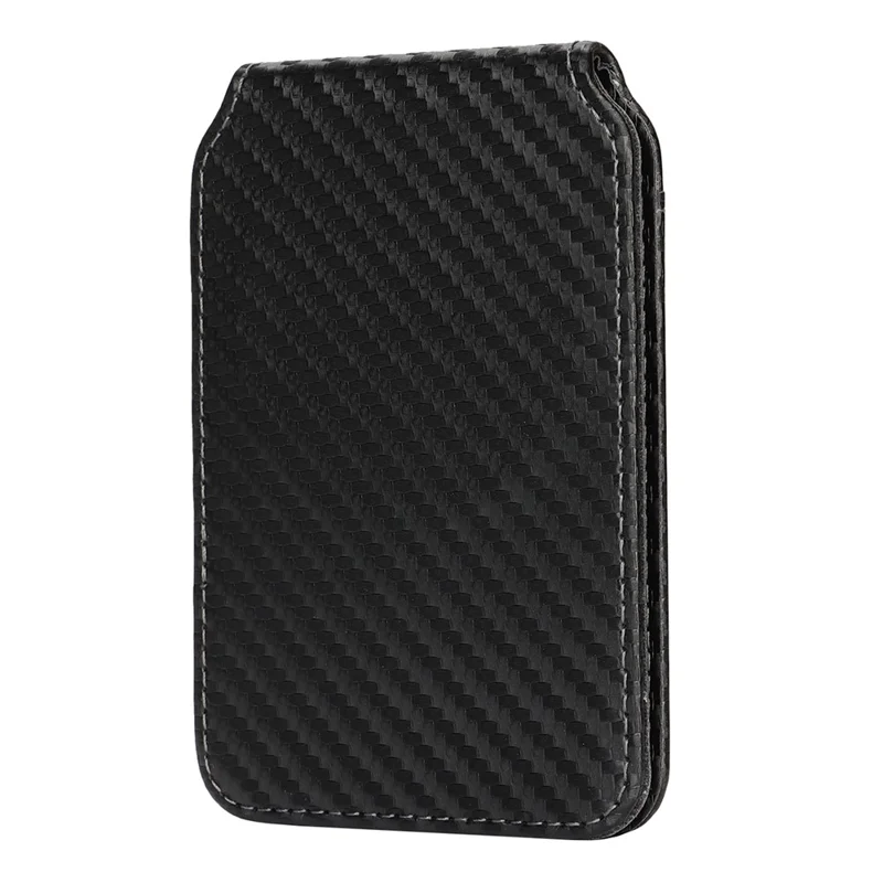 MagSafe-kompatibler Handykartenhalter aus PU-Leder mit 3 Kartenfächern und Telefonständer - Karbon / Schwarz