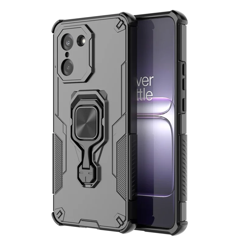 Für OnePlus Nord CE5 5G Hülle Drehbarer Ring Ständer PC + TPU Stoßfeste Handyhülle - Schwarz