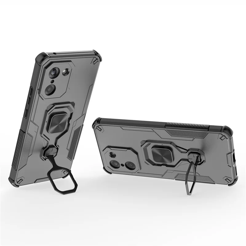 Für OnePlus Nord CE5 5G Hülle Drehbarer Ring Ständer PC + TPU Stoßfeste Handyhülle - Schwarz