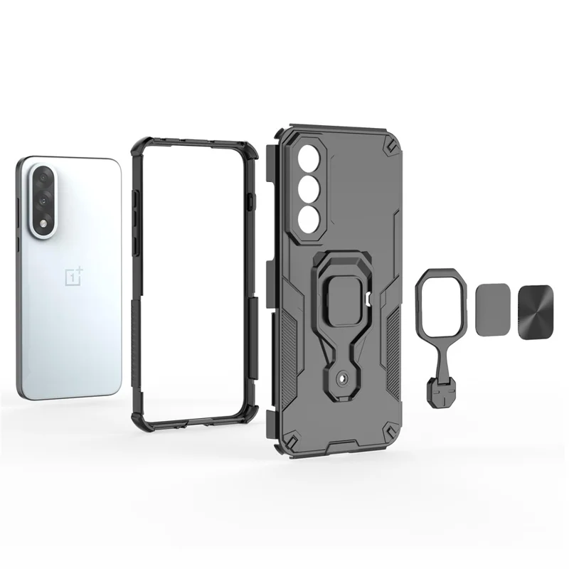 Funda para OnePlus Nord 5 5G con anillo giratorio y soporte, de PC + TPU, a prueba de golpes - Negro