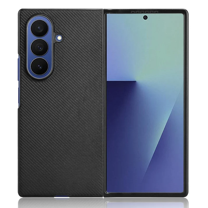 Funda de Fibra de Carbono para Samsung Galaxy Z Fold7 5G - Antigolpes, Cubierta de Teléfono PU + PC - Negro